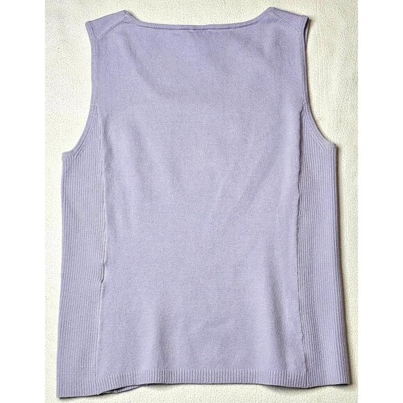 Vtg Shu Shu Women Lavender Cardigan & Tank Set Size S Ribbed Knit Cotton Blend - Picture 11 of 11